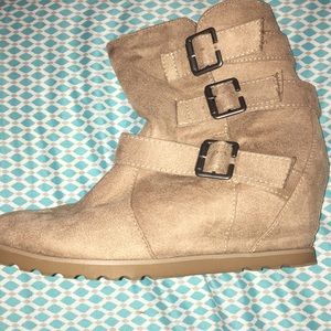Cute camel colored strap up boots